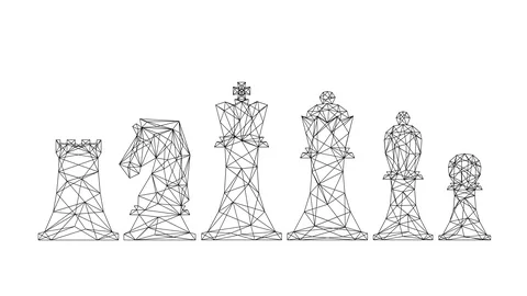 Abstract Chess wireframe polygon black color frame structure Stock Footage 91848628