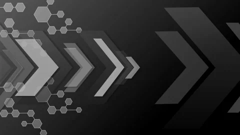 Abstract chevron arrows pointing right with hexagonal network pattern on da.. Stock Footage 334750428