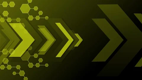 Abstract chevron arrows pointing right with hexagonal network pattern on da.. Stock Footage 334750491