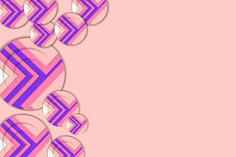 Abstract Chevron Circle Pattern on Pink Background with Copy Space Illustrazione stock