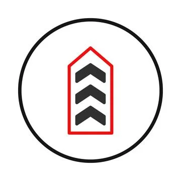 Abstract chevron design in red and black within circular frame symbolizes u.. Illustrazione stock