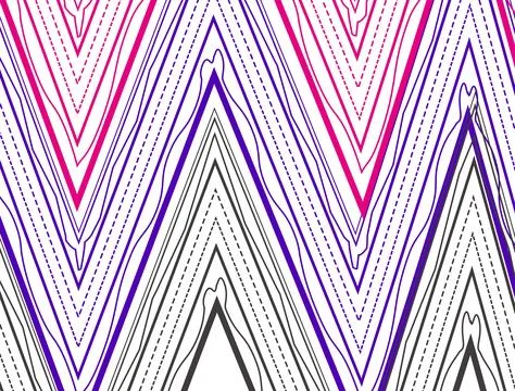 Abstract Chevron Line Pattern in Purple and Magenta With Geometric Contour .. Stock Illustration