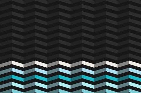 Abstract chevron pattern with gradient of dark grays and bright blue waves Stock Illustration