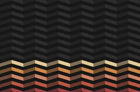 Abstract chevron pattern with warm gradient transition to dark background Stock Illustration