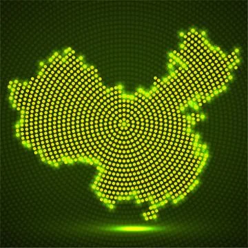 Abstract China map of glowing radial dots Stock Illustration