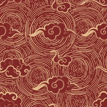 Abstract chinese cloud fabric pattern Stockillustratie