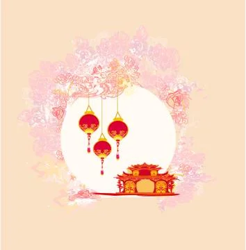 Abstract Chinese landscape background Stock Illustration