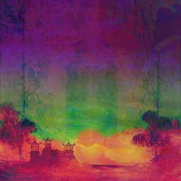 Abstract chinese landscape Stock Illustration