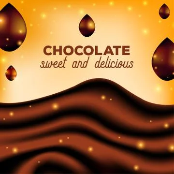 Abstract Chocolate Background with Drops, Brown Silk, Vector Illustration Stock Illustration