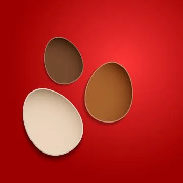 Abstract chocolate easter eggs on red background Illustrazione stock