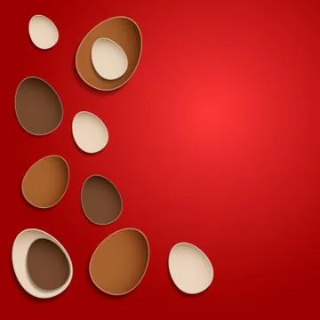 Abstract chocolate easter eggs on red background Illustrazione stock