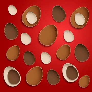 Abstract chocolate easter eggs on red background Illustrazione stock