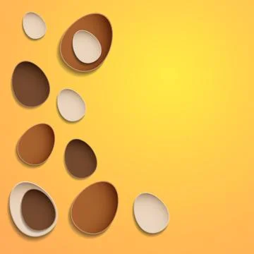 Abstract chocolate easter eggs on yellow background Stock Illustration