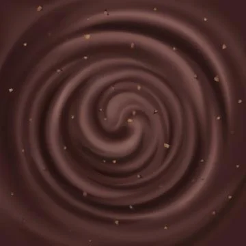 Abstract chocolate swirl with nuts vector background. Stock Illustration