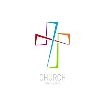 Abstract christian cross logo vector template. Church logo. Stock Illustration