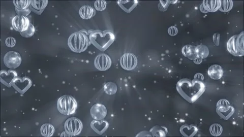 Abstract Christmas 3D festive background silver hearts  falling Stock-Footage 154894196