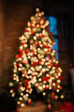 Abstract christmas background with defocused lights Stock-Fotos