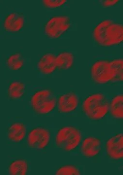 Abstract Christmas background with red glowing bokeh dots, green backdrop Stock Illustration