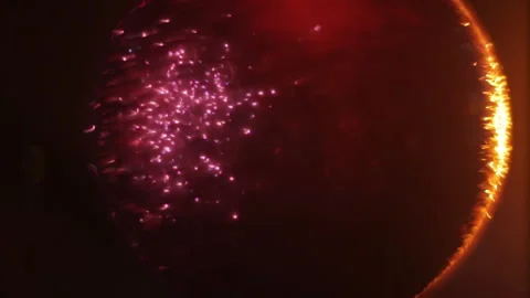 Abstract Christmas Background With Red Rotating Ball And Glittering Particles. Vídeos de archivo 258369936