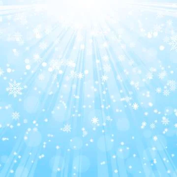 Abstract Christmas background with sun rays and snow. Vector. Stock Illustration