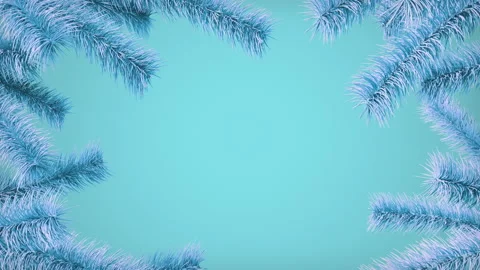 Abstract Christmas border, decorative pine frame appearing, light blue 스톡 동영상 165847689