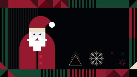 Abstract Christmas frame horizontal template with minimalist geometric Sant.. Stock Illustration