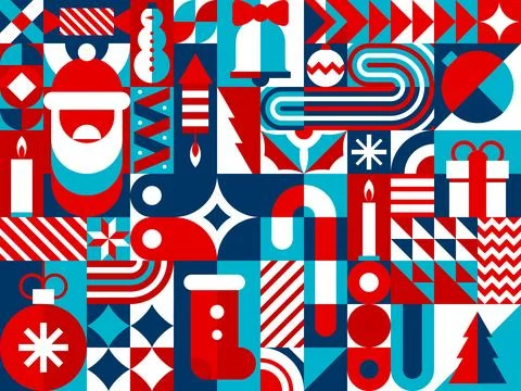 Abstract Christmas geometric bauhaus pattern Stock Illustration