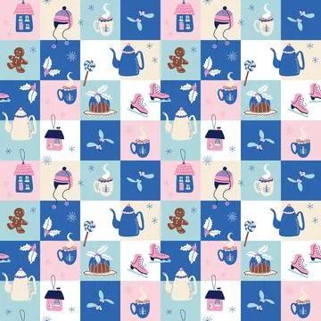 Abstract Christmas geometric seamless pattern Stock Illustration