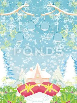 Abstract christmas landscape Stock Illustration