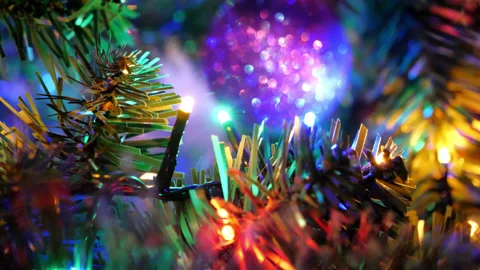 Abstract Christmas lights background Stock Footage 145111595
