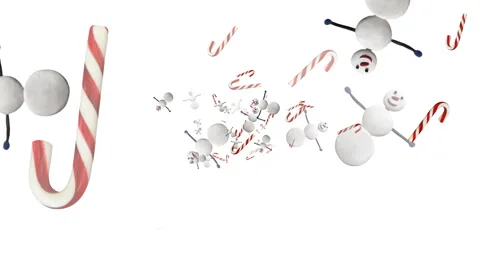 Abstract Christmas Motion with Candy Canes and Snowman. Alpha Channel Include Stock Footage 113072008