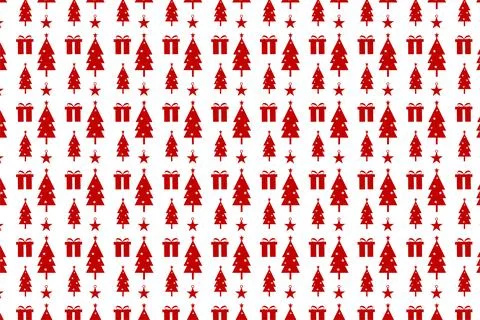 Abstract Christmas pattern background with pine tree and gift icons. Seamless Stock Illustration
