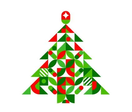 Abstract Christmas pine tree of geometric pattern Stock Illustration