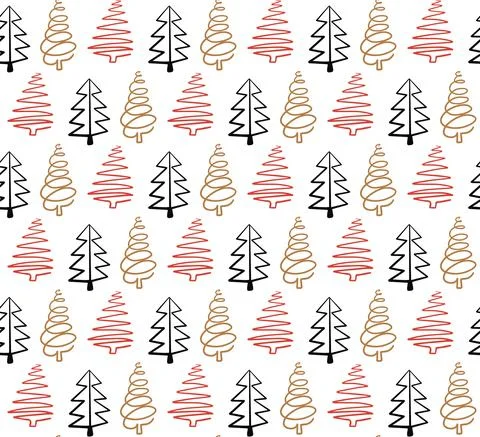Abstract Christmas Seamless pattern with hand drawn Christmas trees. Vector 스톡 일러스트