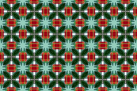 Abstract Christmas Seamless Pattern with Tree Decorations Stock Illustration