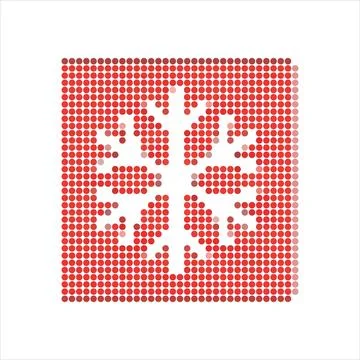 Abstract Christmas snowflake element made of red dots on white background. Stock Illustration