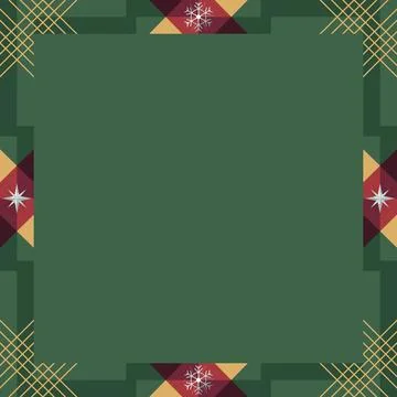 Abstract christmas square frame from geometric forms with green background .. Stock Illustration