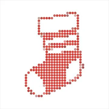 Abstract Christmas stocking shape made of red circular elements on white ba.. Stockillustratie