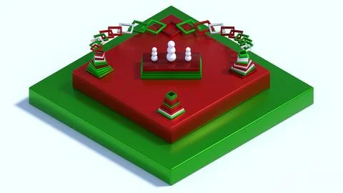 Abstract Christmas themed 3d render. stacked red green white frames with al.. Stockillustratie
