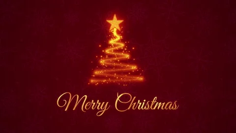 Abstract Christmas Tree and Merry Christmas text Animation on snowflakes backgro Video stock 256774102