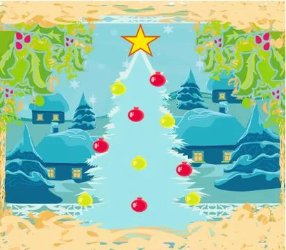 Abstract christmas tree card Stock Illustration