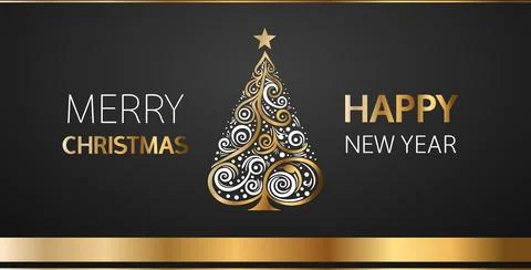 Abstract Christmas Tree on Dark Background Stock Illustration