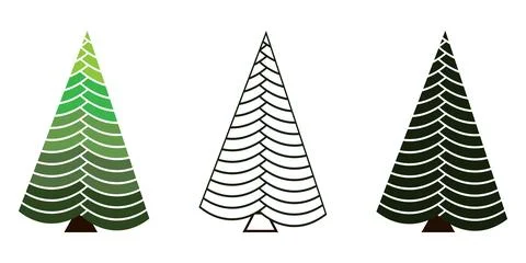 Abstract Christmas Tree Figures Set for Dcor. Modern Geometric Icons Collec.. Ilustração Stock