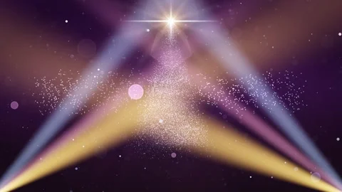 Abstract Christmas tree formed by falling golden lights, sparkling Merry Xmas Stock Footage 347925141