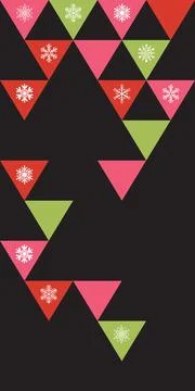 Abstract Christmas tree geometric shape with snowflakes on black background.. Stock Illustration