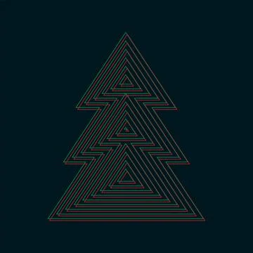 Abstract Christmas tree geometric shape green and red overlap transparent o.. Stock Illustration