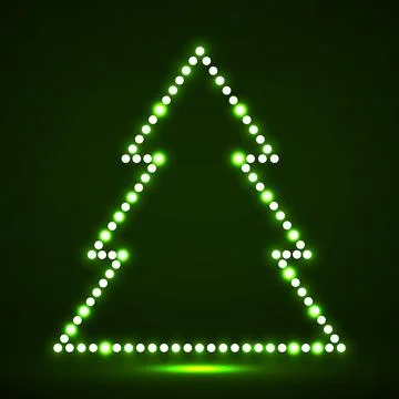 Abstract Christmas tree from glowing circles. New Year concept. Vector illu.. Stock Illustration