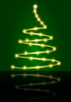 Abstract Christmas tree on the green background Stock Illustration