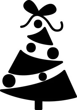 Abstract Christmas tree icon with bow and balls Stock Illustration