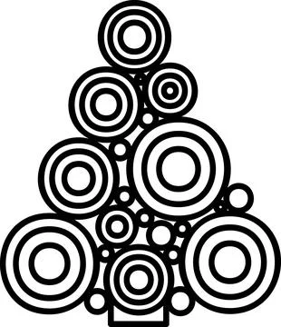 Abstract Christmas tree made of concentric circles icon Stock Illustration